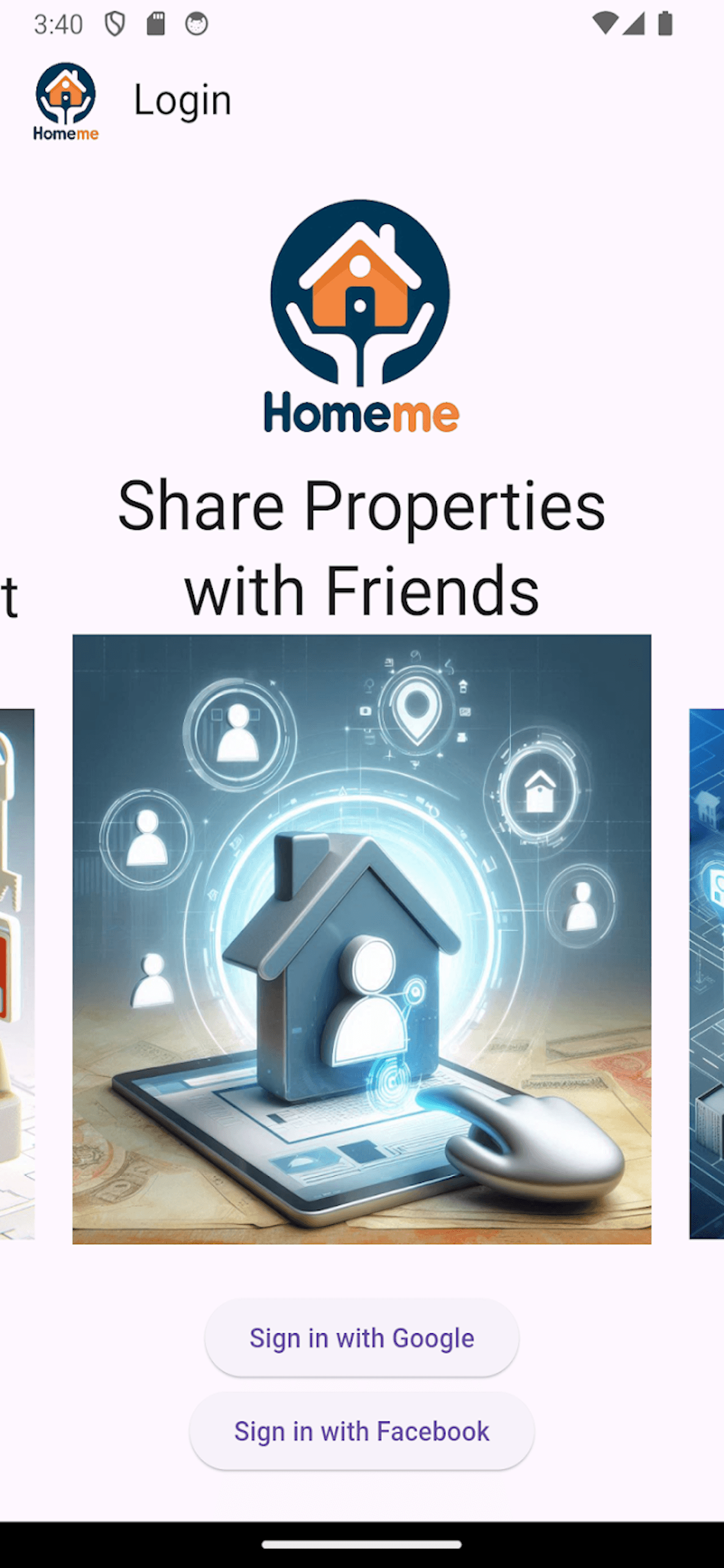 App screen shot for Share Properties with friends functionality